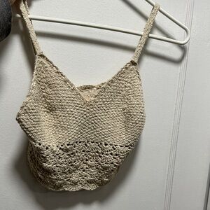 Hollister Beige Crochet Crop Top